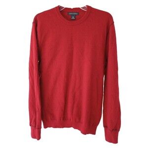 Banana Republic Crew Neck Sweater Mens Large Red Wool Cashmere Blend Holiday